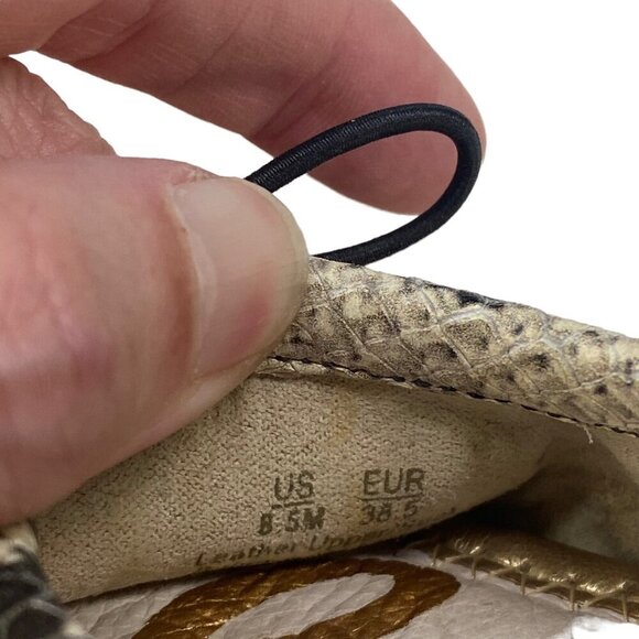 SAM EDELMAN Women Flats Size 8.5 Cream Felicia Black Snake Print Slip On Ballet - Picture 8 of 8